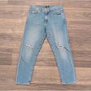 Express Blue Distressed Tapered Ankle High Rise Women's Jeans